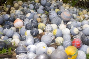 Buoys all confiscated from illegal fishing activities around Cocos Island